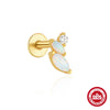 Wholesale S925 Sterling Silver Geometric Crown Horse Eye Aobao Diamond Flat Bottom Spiral Puncture Ear Nail With Environmentally Friendly Plating Ear Jewelry