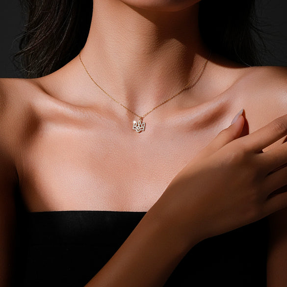 Wholesale S925 Sterling Silver Geometric Crown Pendant Necklace With Platinum Or 18K Gold Electroplating For Unisex