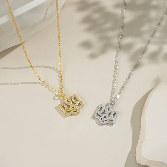 Wholesale S925 Sterling Silver Geometric Crown Pendant Necklace With Platinum Or 18K Gold Electroplating For Unisex