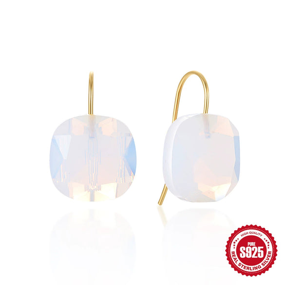 Wholesale S925 Sterling Silver Geometric Crystal Earrings For Women Electroplated Simple Style