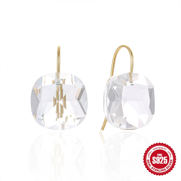 Wholesale S925 Sterling Silver Geometric Crystal Earrings For Women Electroplated Simple Style
