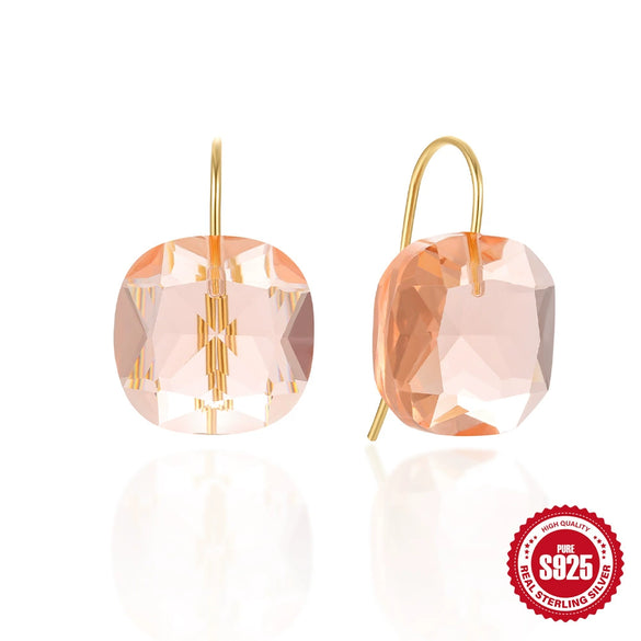 Wholesale S925 Sterling Silver Geometric Crystal Earrings For Women Electroplated Simple Style