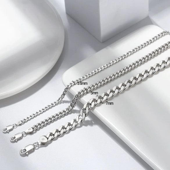 Wholesale S925 Sterling Silver Geometric Cuban Bracelet With Electroplating For Men And Women