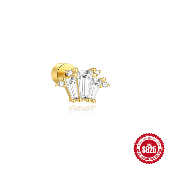 Wholesale S925 Sterling Silver Geometric Cylindrical Spiral Flat Head Cartilage Puncture Ear Nail With Environmentally Friendly Plating Ear Jewelry