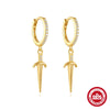 Wholesale S925 Sterling Silver Geometric Dagger Flower Zircon Electroplated Women's Earrings