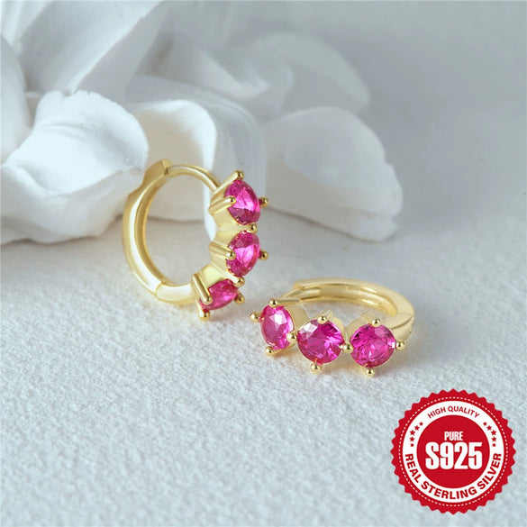 Wholesale S925 Sterling Silver Geometric Design Electroplated Women's Earrings With Super Flash Diamond In Elegant Mori Fairy Style