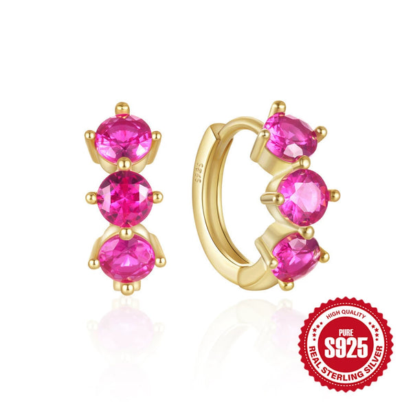 Wholesale S925 Sterling Silver Geometric Design Electroplated Women's Earrings With Super Flash Diamond In Elegant Mori Fairy Style