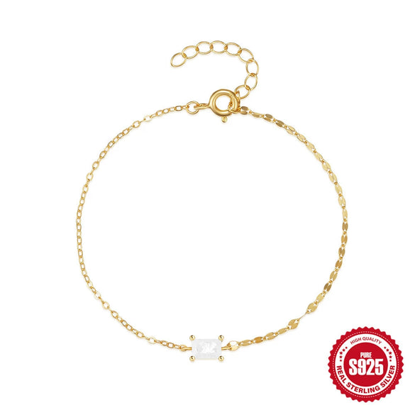 Wholesale S925 Sterling Silver Geometric Design Fourclaw Pearl Overlapped Diamond Elegant Allmatch Women's Bracelet