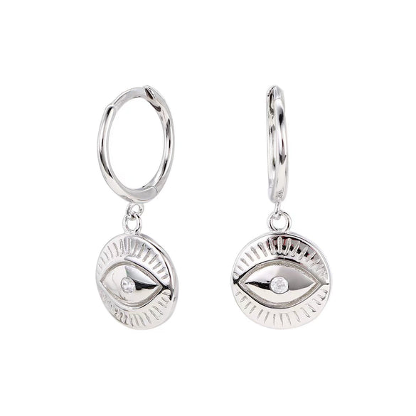 Wholesale S925 Sterling Silver Geometric Devil's Eye Ear Ring With Zirconia Design For Women