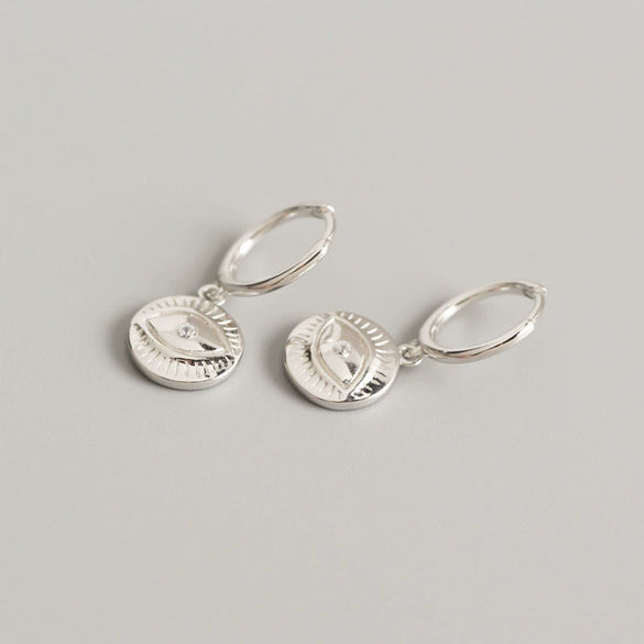 Wholesale S925 Sterling Silver Geometric Devil's Eye Totem Electroplated Earrings For Women