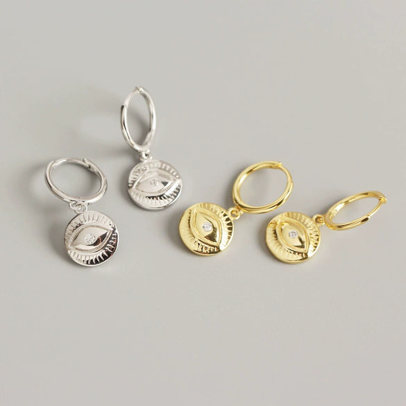 Wholesale S925 Sterling Silver Geometric Devil's Eye Totem Electroplated Earrings For Women