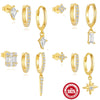 Wholesale S925 Sterling Silver Geometric Diamond Earrings With Electroplating For Women