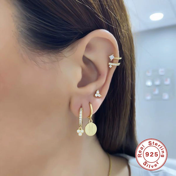 Wholesale S925 Sterling Silver Geometric Diamond Embedded Light Luxury Elegant All Match Earring Ear Buckle For Women