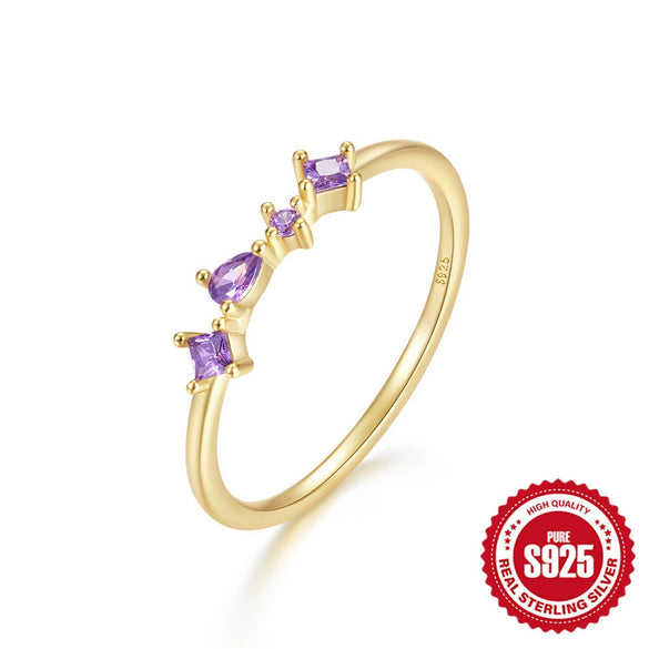 Wholesale S925 Sterling Silver Geometric Diamond Embedded Luxury Ring For Women With Electroplating