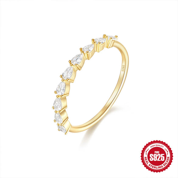 Wholesale S925 Sterling Silver Geometric Diamond Embedded Luxury Ring For Women With Electroplating