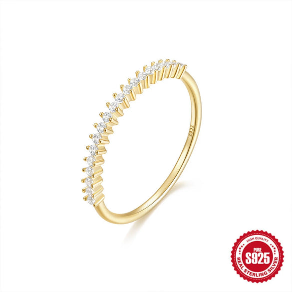 Wholesale S925 Sterling Silver Geometric Diamond Embedded Luxury Ring For Women With Electroplating