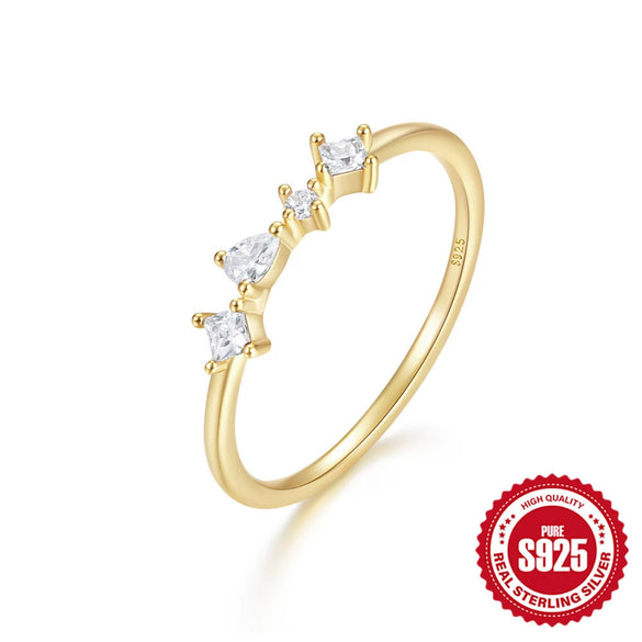 Wholesale S925 Sterling Silver Geometric Diamond Embedded Luxury Ring For Women With Electroplating