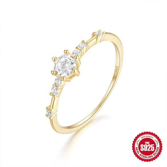 Wholesale S925 Sterling Silver Geometric Diamond Embedded Luxury Ring For Women With Electroplating