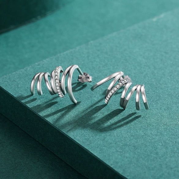 Wholesale S925 Sterling Silver Geometric Diamond Fashion Earrings For Women