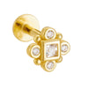 Wholesale S925 Sterling Silver Geometric Diamond Flat Head Threaded Piercing Ear Bone Nails Women's Earrings And Ear Jewelry
