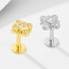 Wholesale S925 Sterling Silver Geometric Diamond Flat Head Threaded Piercing Ear Bone Nails Women's Earrings And Ear Jewelry