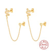 Wholesale S925 Sterling Silver Geometric Diamondembedded Chain Earrings For Women