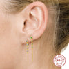 Wholesale S925 Sterling Silver Geometric Diamondembedded Chain Earrings For Women
