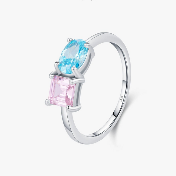 Wholesale S925 Sterling Silver Geometric Diamondembedded Ring For Women