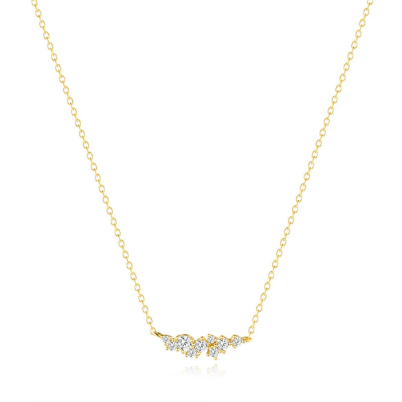 Wholesale S925 Sterling Silver Geometric Diamondencrusted Highgrade Zircon Clavicle Chain With O Chain And Electroplating Treatment