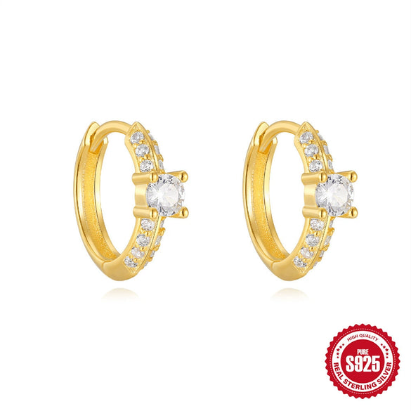 Wholesale S925 Sterling Silver Geometric Diamondencrusted Horse Eyes Overlapped Ear Buckle Earrings With Electroplating