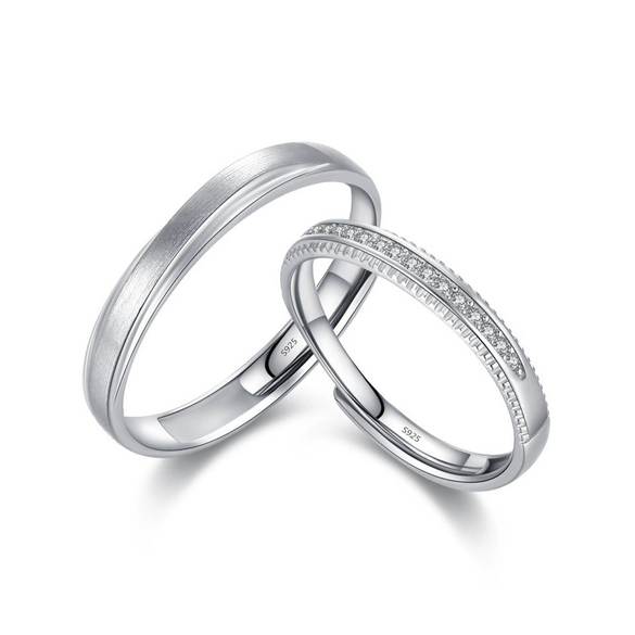 Wholesale S925 Sterling Silver Geometric Diamondencrusted Wire Drawing Opening Ring For Women