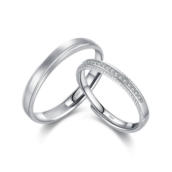 Wholesale S925 Sterling Silver Geometric Diamondencrusted Wire Drawing Opening Ring For Women