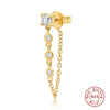 Wholesale S925 Sterling Silver Geometric Double Earrings With Chain Tassel For Cool Girls