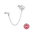 Wholesale S925 Sterling Silver Geometric Double Earrings With Pearl Chain Tassel And Slim Ear Wire For Women