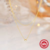Wholesale S925 Sterling Silver Geometric Double Layer Single Diamond Pendant Women's Necklace With Electroplating