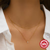 Wholesale S925 Sterling Silver Geometric Double Layer Single Diamond Pendant Women's Necklace With Electroplating