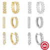 Wholesale S925 Sterling Silver Geometric Double Row Zircon Eye Spacer Ear Ring Ear Buckle Earrings