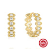 Wholesale S925 Sterling Silver Geometric Double Row Zircon Eye Spacer Ear Ring Ear Buckle Earrings