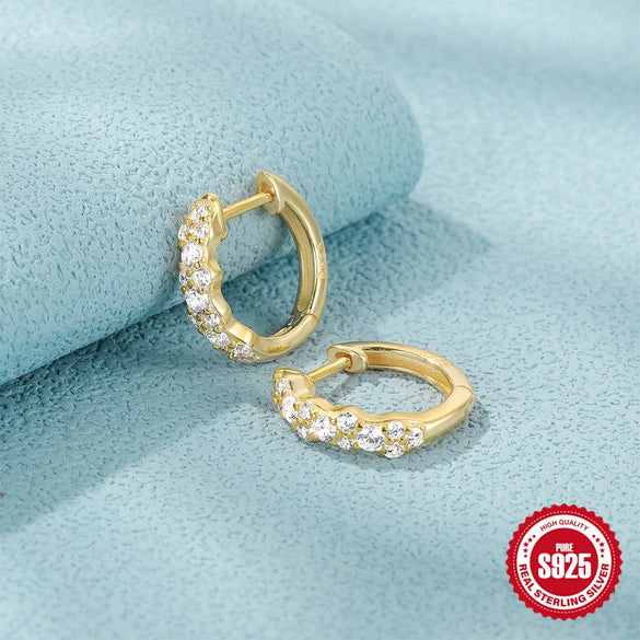 Wholesale S925 Sterling Silver Geometric Double Row Zircon Eye Spacer Ear Ring Ear Buckle Earrings
