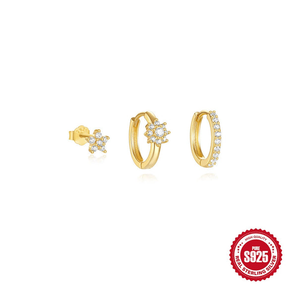 Wholesale S925 Sterling Silver Geometric Double Sided Wear Electroplated Earrings For Women
