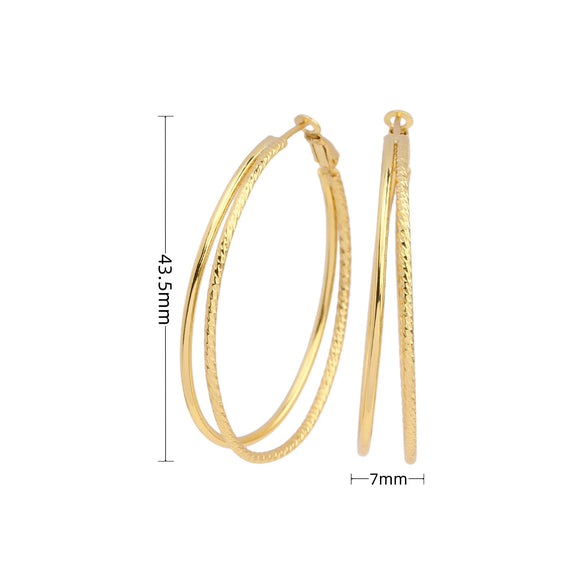 Wholesale S925 Sterling Silver Geometric Doublering Large Hoop Earrings For Women Electroplated Personality Fashion Ear Jewelry