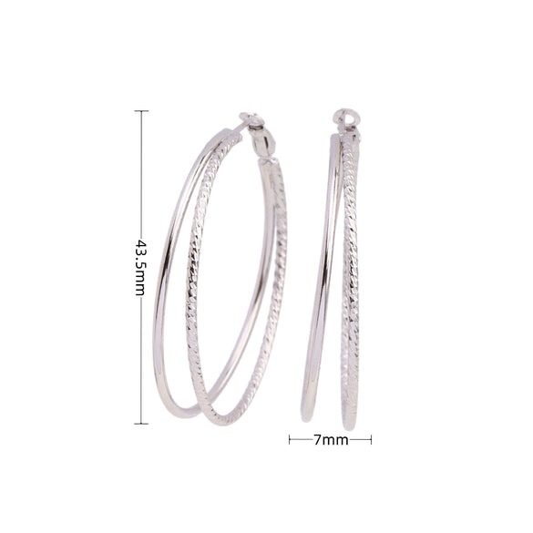 Wholesale S925 Sterling Silver Geometric Doublering Large Hoop Earrings For Women Electroplated Personality Fashion Ear Jewelry
