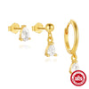Wholesale S925 Sterling Silver Geometric Drop Earrings With Pearl Electroplated In Classic Moon And Lightning Design For Women