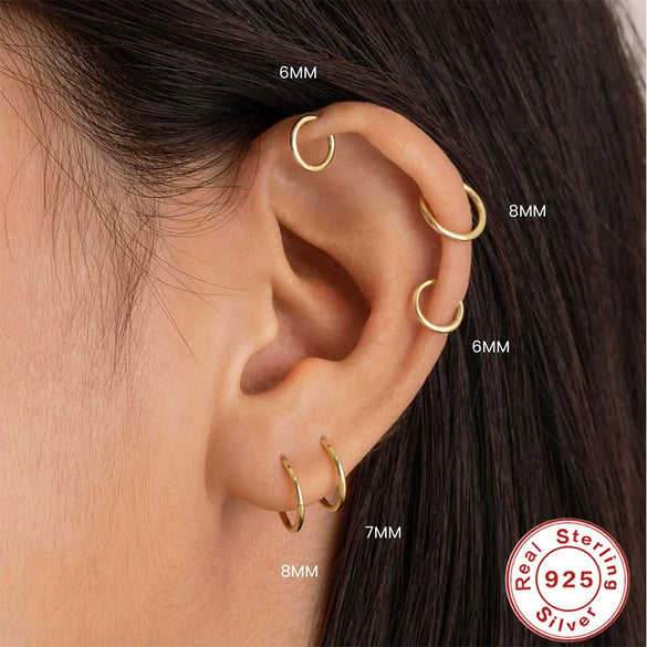 Wholesale S925 Sterling Silver Geometric Ear Bone Nail Ear Jewelry With Electroplating For Women Ear Bone Clip Auricle Puncture Nose Ring Nose Puncture