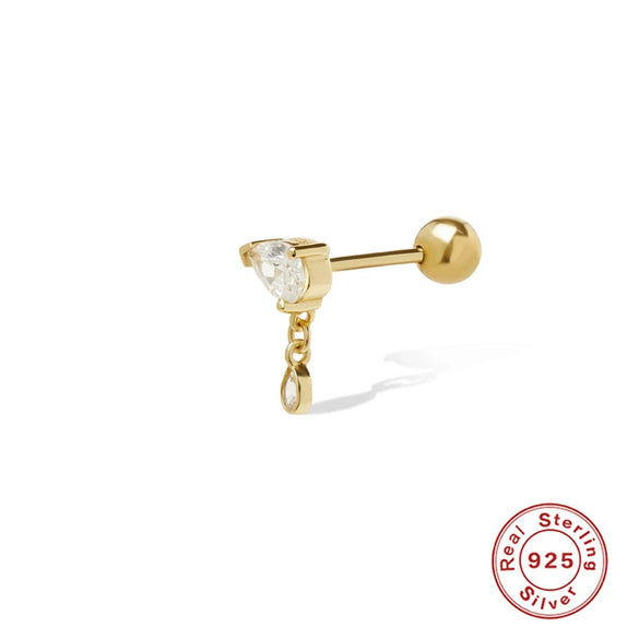 Wholesale S925 Sterling Silver Geometric Ear Bone Nails With Dense Nail Body Piercing Small Gold Ball Thread Electroplated For Women