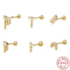 Wholesale S925 Sterling Silver Geometric Ear Bone Nails With Dense Nail Body Piercing Small Gold Ball Thread Electroplated For Women