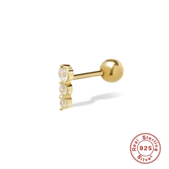 Wholesale S925 Sterling Silver Geometric Ear Bone Nails With Dense Nail Body Piercing Small Gold Ball Thread Electroplated For Women