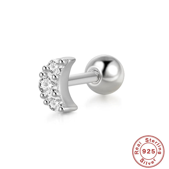 Wholesale S925 Sterling Silver Geometric Ear Bone Stud Earrings With Crown Lightning Love Arrow Design And Inlaid Zircon