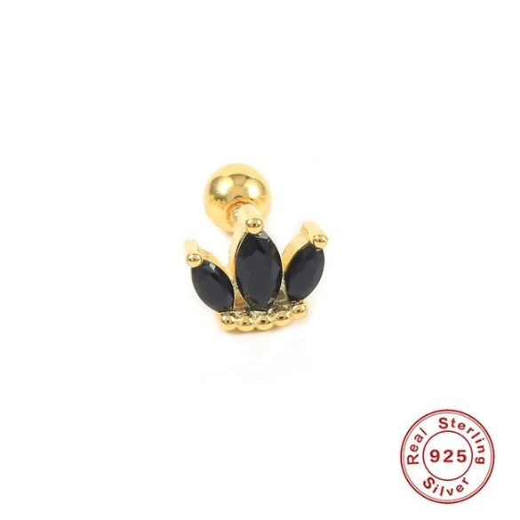 Wholesale S925 Sterling Silver Geometric Ear Bone Stud Earrings With Crown Lightning Love Arrow Design And Inlaid Zircon