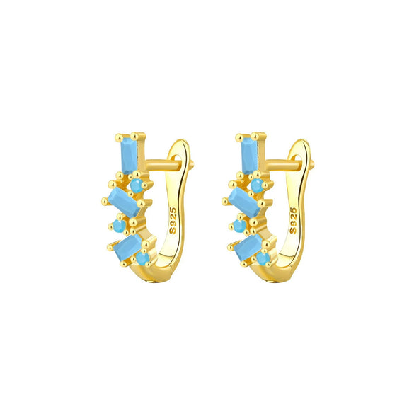 Wholesale S925 Sterling Silver Geometric Ear Ring Ear Buckle Fashion Simple Niche High End Diamond Earrings For Women
